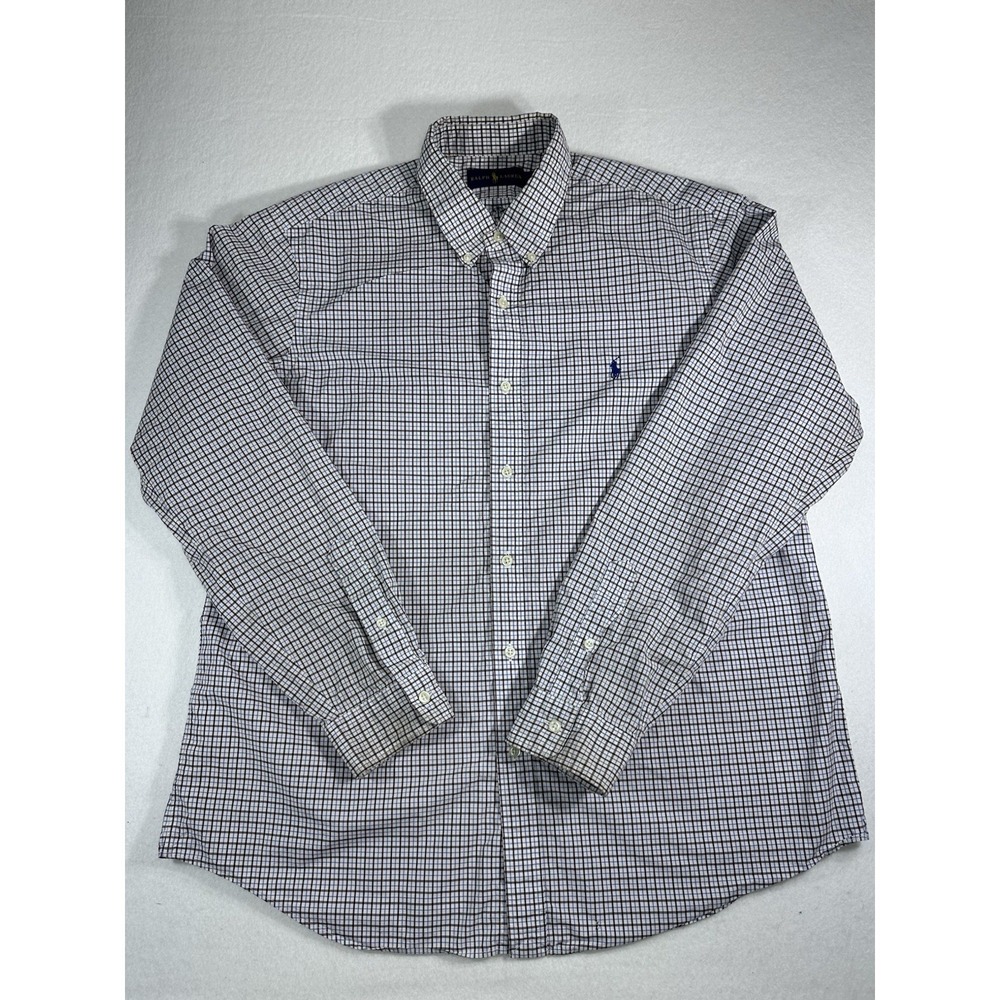 Polo Ralph Lauren Shirt XL Classic Fit Gingham Check Blue Brown Pink Pony Mens